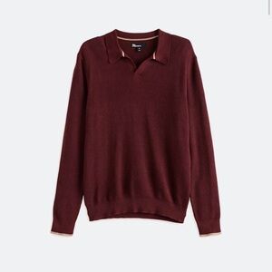 The Commons - Burgundy Ribbed Johnny Collar Sweater Polo